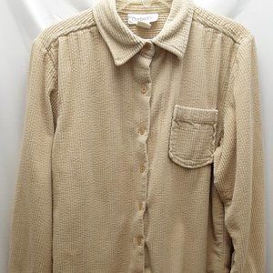 Chadwick's Cream Colored Corduroy Shirt Jacket Shacket Womens Med Cotton